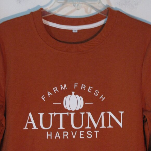 * Farm Fresh Autumn Harvest Sweatshirt Small New NWOT Pumpkin Spice Orange - Picture 2 of 3